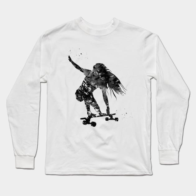 Skateboarder Long Sleeve T-Shirt by erzebeth